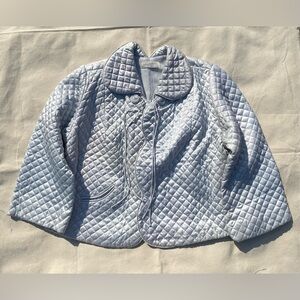 Vintage 50s 60s Puffett by Barbizon Scalloped Silver Quilted Puffer Jacket 14